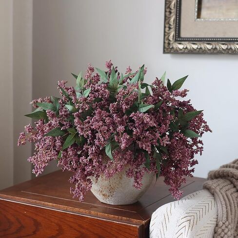 Juxdp 6 Pcs Artificial Nandina Berry Stem for Vase - 17" Realistic Faux Berry Spray, Fake Plant Branches with Stems for DIY Bouquet, Shower, Farmhouse, Mantel, Home Decor (Dusty Plum) in Saudi Arabia