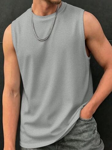 Men's Crew Neck Sleeveless Tank Top Summer Casual Beach Vacation Wear in Kuwait