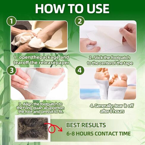 Foot Patches, Natural Ingredients Foot Care Patches with Bamboo Vinegar and Ginger Powder,Restful Sleep & Helps Remove Tension,Comfortable Adhesive & No Trace 20 Pack in Saudi Arabia