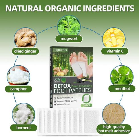 Foot Patches, Natural Ingredients Foot Care Patches with Bamboo Vinegar and Ginger Powder,Restful Sleep & Helps Remove Tension,Comfortable Adhesive & No Trace 20 Pack in Saudi Arabia