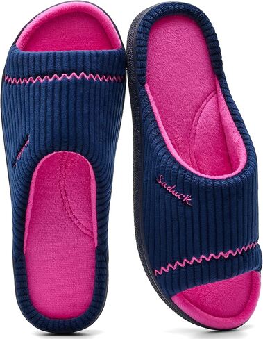 Open Toe Summer Slippers for Women - Arch Support Comfy & Cute Slip-On Indoor/Outdoor House Slippers with Non-Slip TPR Outsole in Kuwait