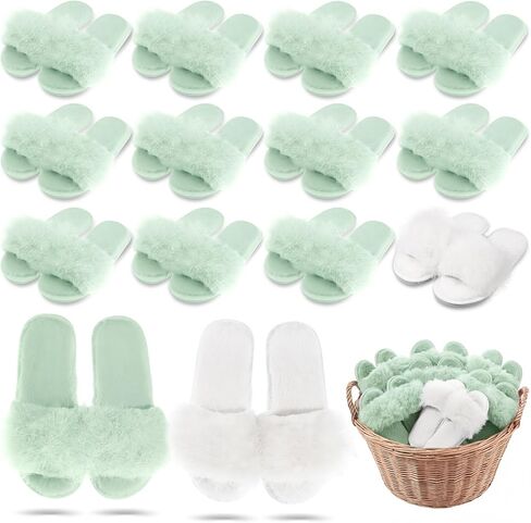 Unittype 12 Pairs Bridesmaid Slippers Bulk for Wedding Women's Fuzzy Plush Furry Slippers Bridesmaid Gift for Bridal Shower Bachelorette Party Wedding in Kuwait