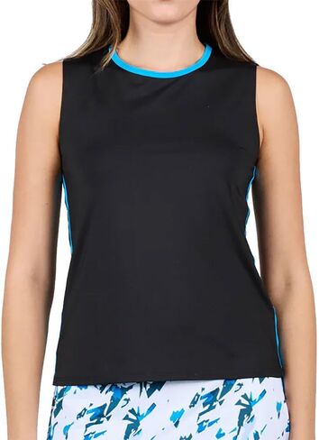 SOFIBELLA Ace Electric Blue 23 inch Womens Tennis Tank Top - Black/L in Kuwait