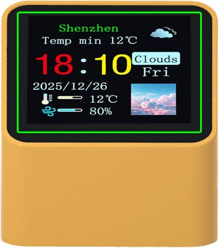 Luocute Smart Weather Clock, 1.54 Inch Display Desktop Electronic Clock with WiFi Real Time Weather Update Custom GIF Animation Adjustable Brightness, for Home Office Desktop Digital in Kuwait