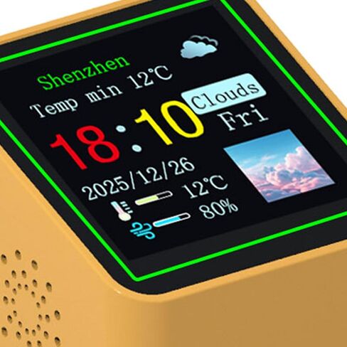 Luocute Smart Weather Clock, 1.54 Inch Display Desktop Electronic Clock with WiFi Real Time Weather Update Custom GIF Animation Adjustable Brightness, for Home Office Desktop Digital in Kuwait
