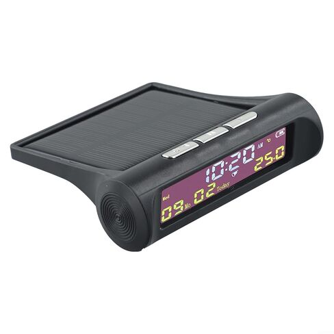 Car Digital Clock with Date & for Temperature Display, Auto On/Off Dashboard Accessory, AN01 TPMS Look LCD Screen, Solar Powered Interior Clock, Black in Saudi Arabia