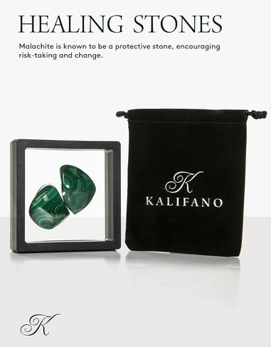 حزمة KALIFANO Tumbled Malachite - AAA+ كريستال ريكي من فئة المجوهرات يستخدم للحماية والتغيير الإيجابي - Piedras Caidas for Wicca/Healing (مملوكة للعائلة) in Kuwait
