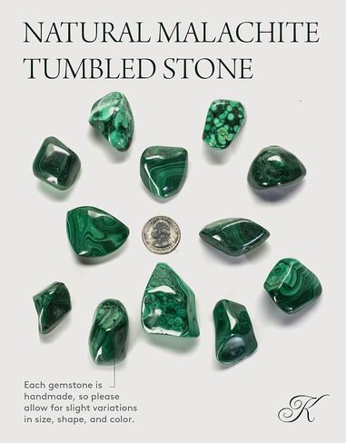 حزمة KALIFANO Tumbled Malachite - AAA+ كريستال ريكي من فئة المجوهرات يستخدم للحماية والتغيير الإيجابي - Piedras Caidas for Wicca/Healing (مملوكة للعائلة) in Kuwait