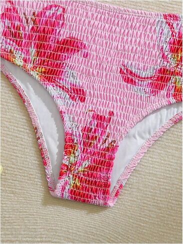 RoseSeek Girl's 2 Piece Bikini Sets Floral Print Swimsuits Cami Tops and High Waisted Panties Bathing Suits in Kuwait