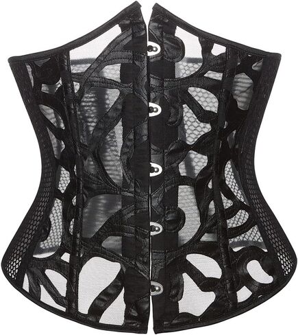 Women Black Underbust Corset Waist Trainer Bustier Top Boned Lace Up Corset Tops Gothic Steampunk Renaissance in Kuwait