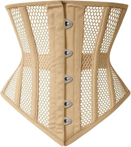 Mesh Underbust Steel Boned Corset for Women Lace Up Back with Front Busk Closure Waist Training Shapewear and Posture Support in Saudi Arabia