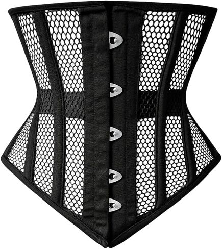 Mesh Underbust Steel Boned Corset for Women Lace Up Back with Front Busk Closure Waist Training Shapewear and Posture Support in Saudi Arabia