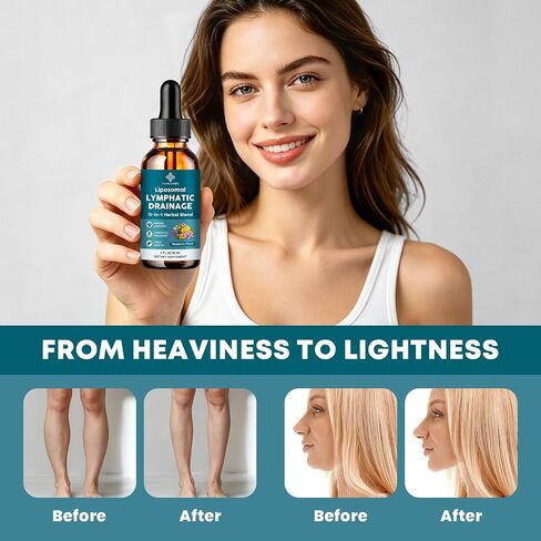 Liposomal Lymphatic Drainage Drops - 11 in 1 Lymphatic Drainage Supplement for Immune, Lymph System & Liver Detox - with Echinacea, Horse Chestnut, Dandelion, Elderberry & Burdock - 2 FL Oz in Kuwait