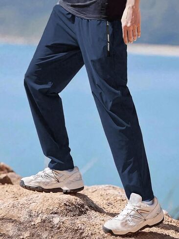 Boys Black Athletic Pants, Elastic Waist Quick Dry Straight Leg Pants for Kids Sports School in Kuwait