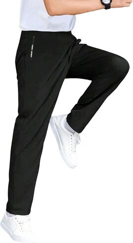 Boys Black Athletic Pants, Elastic Waist Quick Dry Straight Leg Pants for Kids Sports School in Kuwait