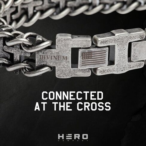 Hero Company Cross Bracelet for Men - ‘Connected At The Cross’ Men’s Christian Bracelet - Helps Pair Veterans with a Service Dog or Shelter Dog in Saudi Arabia