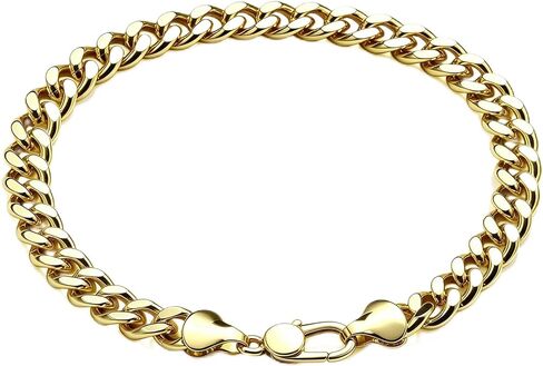 YOIHUR 14K Gold Cuban Hand Chain Bracelet, 7mm Cuban Bracelets for Men,Hypoallergenic Curb Link Chain Bracelet, Ideal Jewelry Gift for Festival, for Boyfriend, Husband & Father(7.5/8/8.5in) in Saudi Arabia