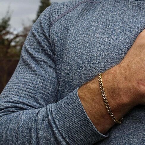 YOIHUR 14K Gold Cuban Hand Chain Bracelet, 7mm Cuban Bracelets for Men,Hypoallergenic Curb Link Chain Bracelet, Ideal Jewelry Gift for Festival, for Boyfriend, Husband & Father(7.5/8/8.5in) in Saudi Arabia
