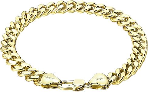 YOIHUR 14K Gold Cuban Hand Chain Bracelet, 7mm Cuban Bracelets for Men,Hypoallergenic Curb Link Chain Bracelet, Ideal Jewelry Gift for Festival, for Boyfriend, Husband & Father(7.5/8/8.5in) in Saudi Arabia
