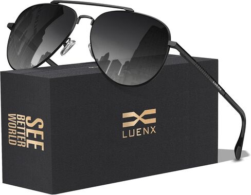 LUENX Aviator Sunglasses for Men Women Polarized Driving Classic Shades - UV 400 Protection with Accessories in Saudi Arabia