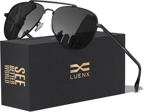 LUENX Aviator Sunglasses for Men Women Polarized Driving Classic Shades - UV 400 Protection with Accessories in Saudi Arabia