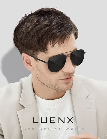 LUENX Aviator Sunglasses for Men Women Polarized Driving Classic Shades - UV 400 Protection with Accessories in Saudi Arabia