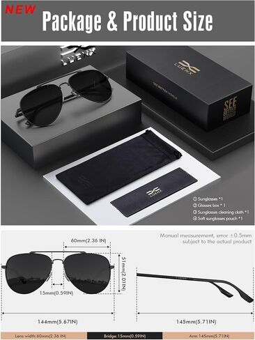 LUENX Aviator Sunglasses for Men Women Polarized Driving Classic Shades - UV 400 Protection with Accessories in Saudi Arabia