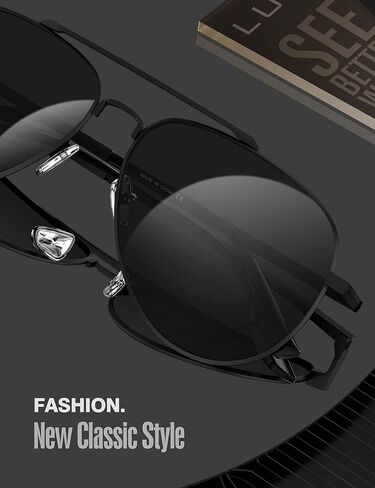 LUENX Aviator Sunglasses for Men Women Polarized Driving Classic Shades - UV 400 Protection with Accessories in Saudi Arabia
