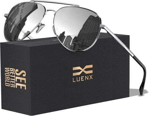 LUENX Aviator Sunglasses for Men Women Polarized Driving Classic Shades - UV 400 Protection with Accessories in Saudi Arabia