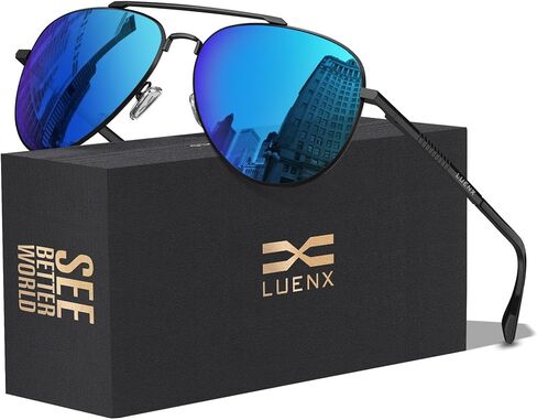 LUENX Aviator Sunglasses for Men Women Polarized Driving Classic Shades - UV 400 Protection with Accessories in Saudi Arabia