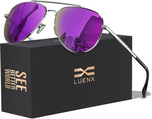 LUENX Aviator Sunglasses for Men Women Polarized Driving Classic Shades - UV 400 Protection with Accessories in Saudi Arabia