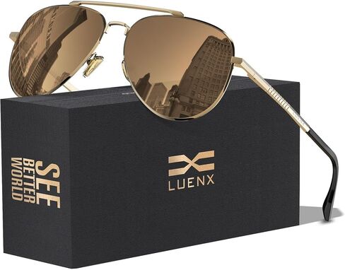 LUENX Aviator Sunglasses for Men Women Polarized Driving Classic Shades - UV 400 Protection with Accessories in Saudi Arabia