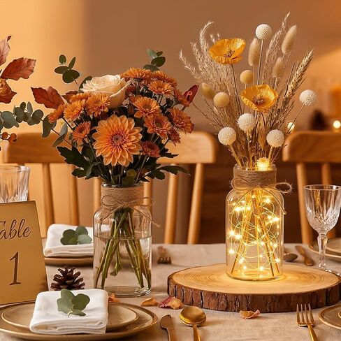 TBWIND Vintage Glass Flower Vase, 12PCS Farmhouse Mason Jar Vases for Centerpiece Clear Bud Vases in Bulk with DIY Accessories for Wedding Party Table Decorations Home Decor in Saudi Arabia