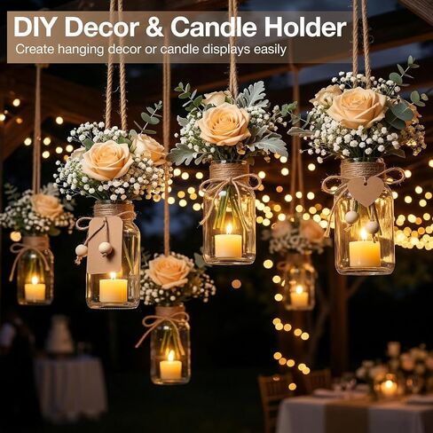 TBWIND Vintage Glass Flower Vase, 12PCS Farmhouse Mason Jar Vases for Centerpiece Clear Bud Vases in Bulk with DIY Accessories for Wedding Party Table Decorations Home Decor in Saudi Arabia