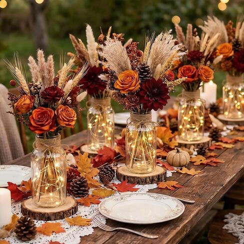 TBWIND Vintage Glass Flower Vase, 12PCS Farmhouse Mason Jar Vases for Centerpiece Clear Bud Vases in Bulk with DIY Accessories for Wedding Party Table Decorations Home Decor in Saudi Arabia