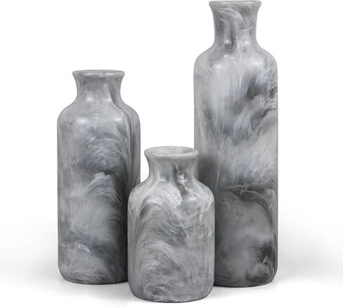YMXYJM Resin 3 Piece Vase Set, Farmhouse Decor, Home Decorative Vase, Vases for Your Kitchen, Bedroom, Office, Living Room, Bathroom, & Shelf Centerpiece Table Decorations, Green in Saudi Arabia
