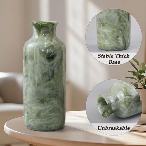YMXYJM Resin 3 Piece Vase Set, Farmhouse Decor, Home Decorative Vase, Vases for Your Kitchen, Bedroom, Office, Living Room, Bathroom, & Shelf Centerpiece Table Decorations, Green in Saudi Arabia