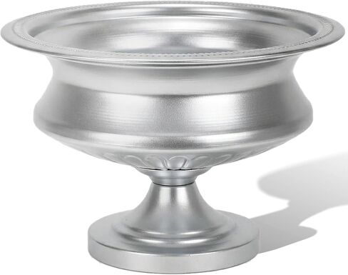 Worth 8" H. Silver Color Urn Vase for Centerpieces, 11.8" Dia. Metal Trumpet Small Flower Pots for Table, Bowl Vase for Wedding Party Event Home Decor, Smooth, Non-Aged Finish in Saudi Arabia