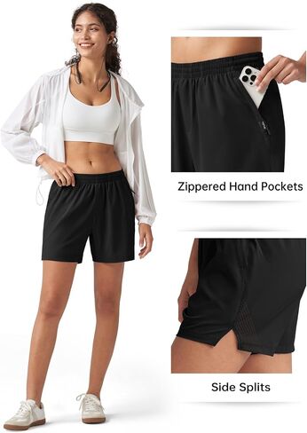 Willit Women's 5'' Hiking Athletic Shorts with Zipper Pockets Quick Dry for Running, Workout, Travel in Kuwait