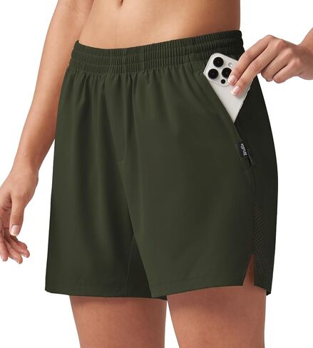 Willit Women's 5'' Hiking Athletic Shorts with Zipper Pockets Quick Dry for Running, Workout, Travel in Kuwait