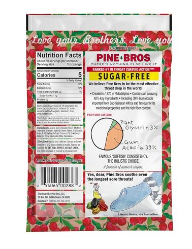 Pine Bros. Gummy Sore Throat Softish Drops 30 Count (approx) (6 Bags, Sugar Free) in Saudi Arabia