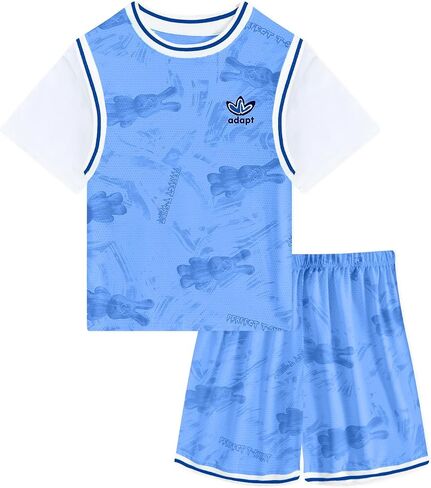 JiAmy Kids Sports Shorts Sets Boys Girls 2 Piece Basketball Jersey Sets Short Sleeve Tops and Shorts Tracksuit in Saudi Arabia