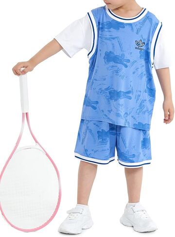 JiAmy Kids Sports Shorts Sets Boys Girls 2 Piece Basketball Jersey Sets Short Sleeve Tops and Shorts Tracksuit in Saudi Arabia