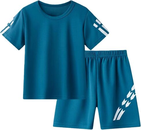 Toddler Boys Summer Active Clothes Athletic Short Sleeve Shirt Quick Dry Mesh Shorts Set Kids Sports Outfit 3-9T in Saudi Arabia