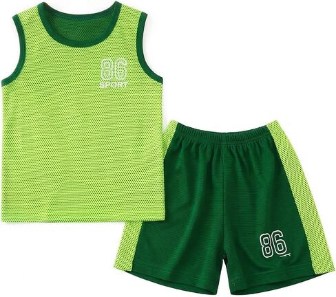 2-Piece Toddler Boy Athletic Clothes for Boys Summer Outfits Sleeveless Mesh Tank Top and Shorts Set Size 3-9T in Saudi Arabia