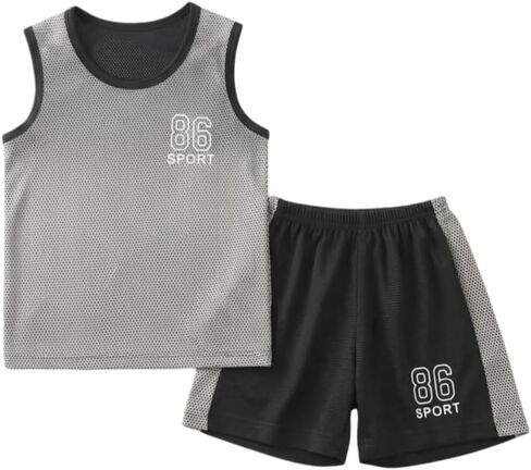 2-Piece Toddler Boy Athletic Clothes for Boys Summer Outfits Sleeveless Mesh Tank Top and Shorts Set Size 3-9T in Saudi Arabia