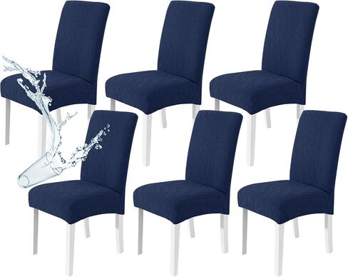 ZNSAYOTX 100% Waterproof Dining Chair Covers Set of 4, Stretch Fit Parson Chair Slipcovers for Kitchen/Living Room/Restaurant/Banquet Chairs, Soft Plaid Jacquard Washable Protector (Dark Grey) in Saudi Arabia
