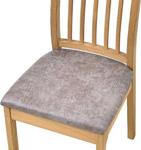 HAOYONG Waterproof Chair Seat Covers with Elastic Ties, Dining Room PU Chair Cover Seats Removable Washable Chair Protector Seat Cushion Slipcovers for Home, Kitchen (2PCS-Grey) in Saudi Arabia