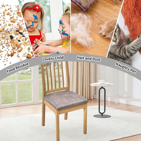 HAOYONG Waterproof Chair Seat Covers with Elastic Ties, Dining Room PU Chair Cover Seats Removable Washable Chair Protector Seat Cushion Slipcovers for Home, Kitchen (2PCS-Grey) in Saudi Arabia