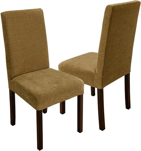 Dining Chair Covers for Dining Room Set of 4, Soft Thick Chenille Stretch Seat Parson Chair Slipcovers Protectors for Kitchen, Removable Washable Chair Protector, Black in Saudi Arabia
